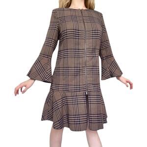 Cabi Flounce Jacket Classic Tartan Check Plaid #3902 Navy Camel Women’s Size XL